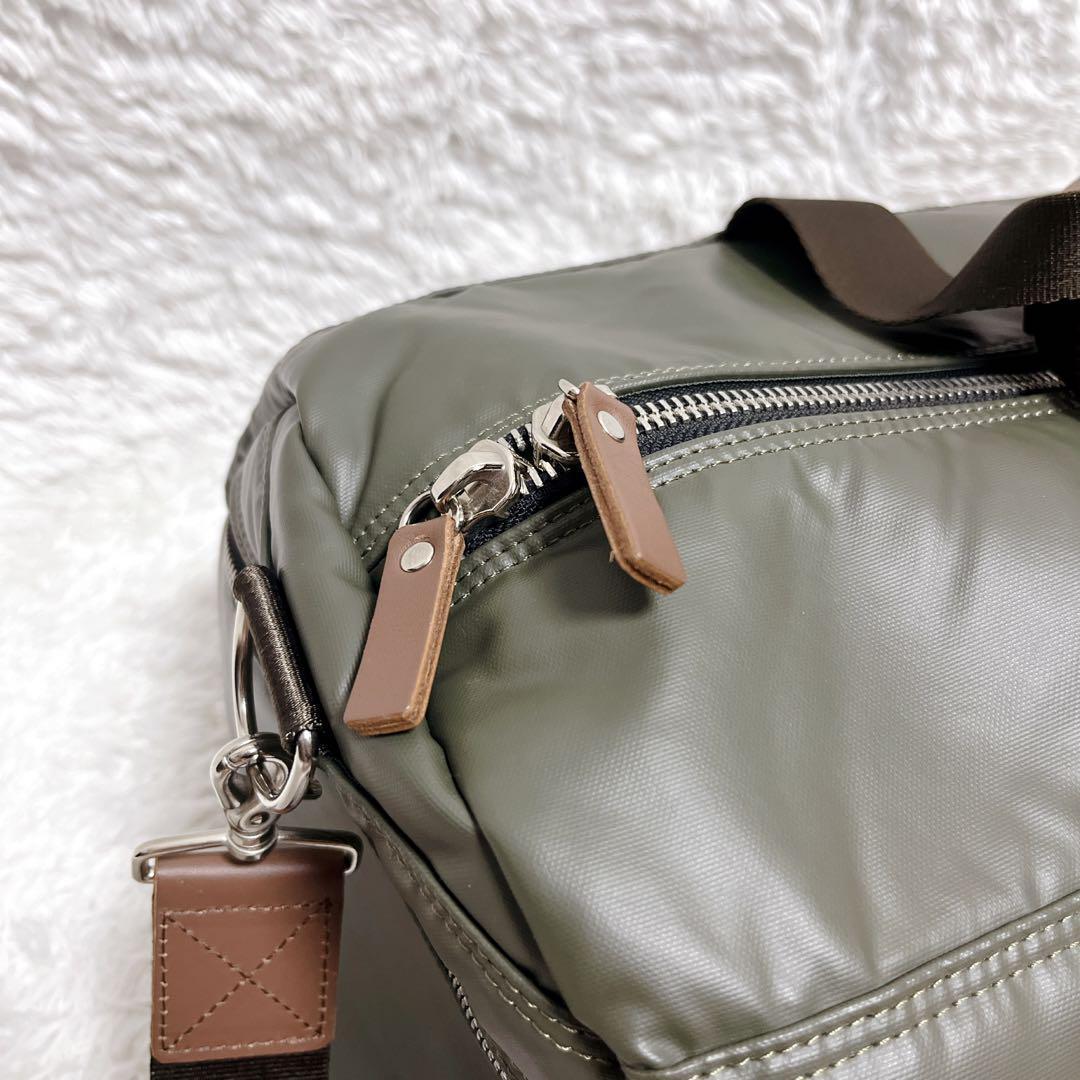 希少　HEAD PORTER レザー　ボストンバッグ　カーキ　ショルダー　大容量