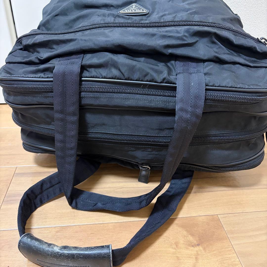A4可 美品 PRADA ナイロン ビジネスバッグ 2way 三角プレート 黒