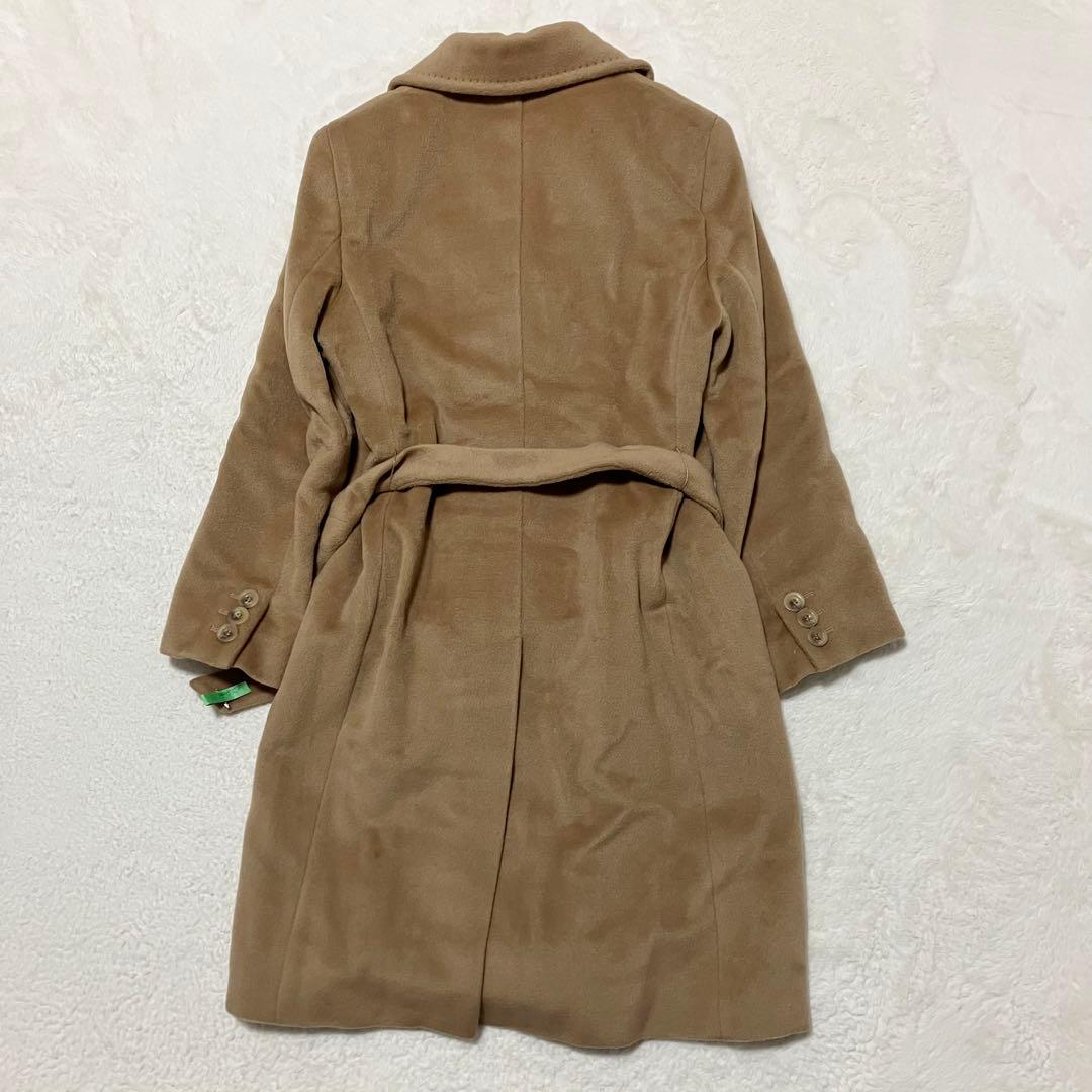 美品 Max Mara 白タグ カシミヤ混 ダブル ベルト ウール コート 36