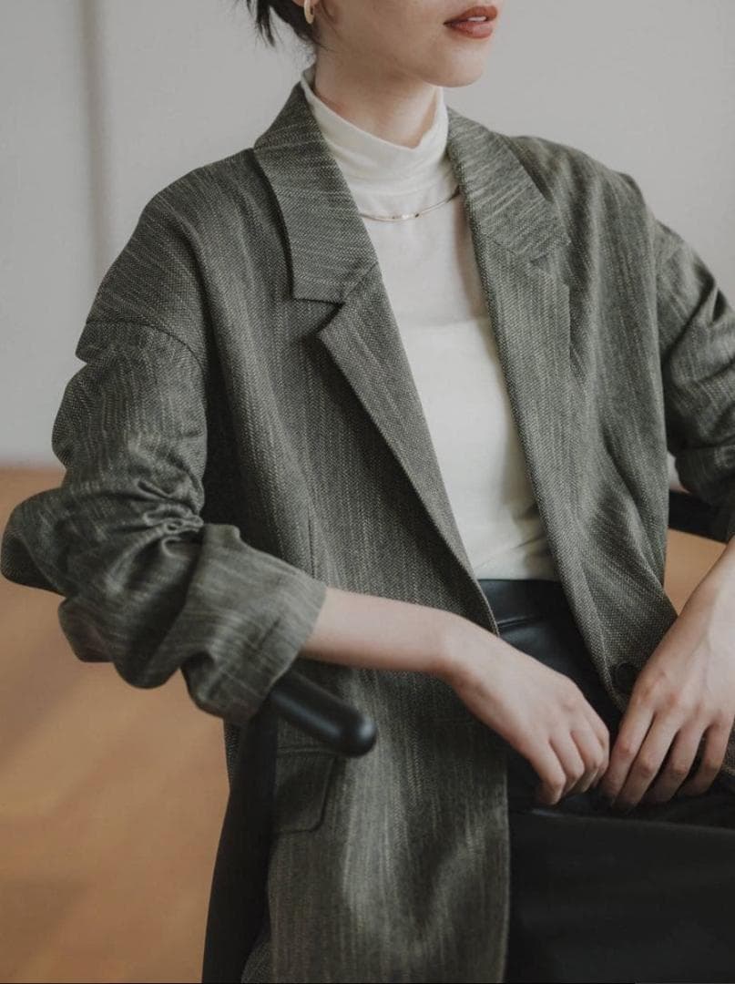 【美品】crewreツイーディヘリンボンジャケット サイズ1 ash brown