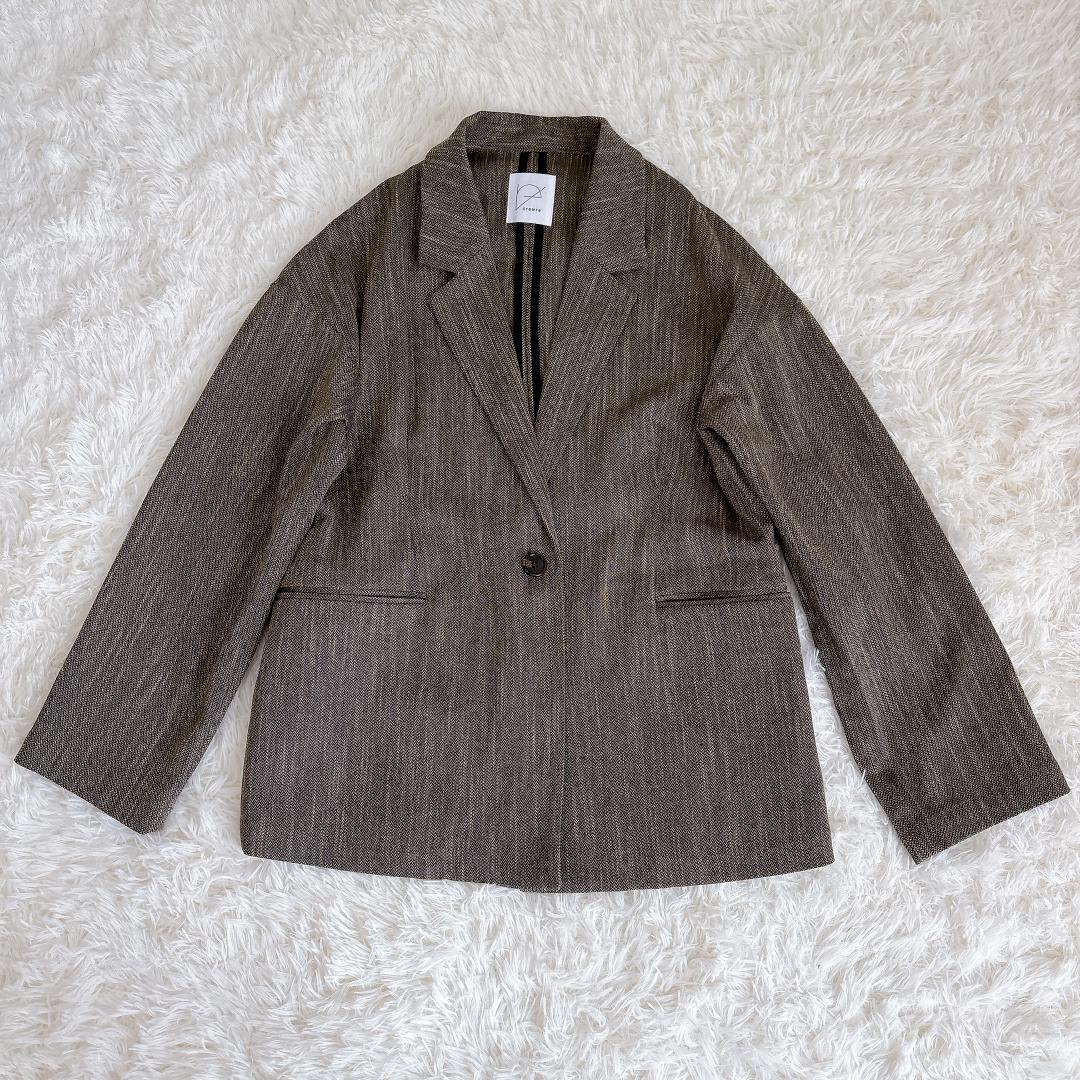 【美品】crewreツイーディヘリンボンジャケット サイズ1 ash brown