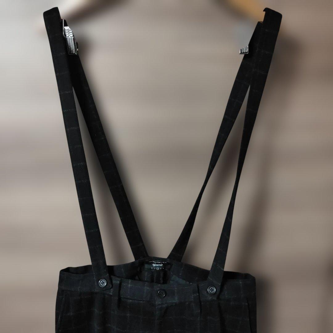極美品glamb、グラムWOOL混サスペンダー付きサルエルパンツ サイズ2(M)