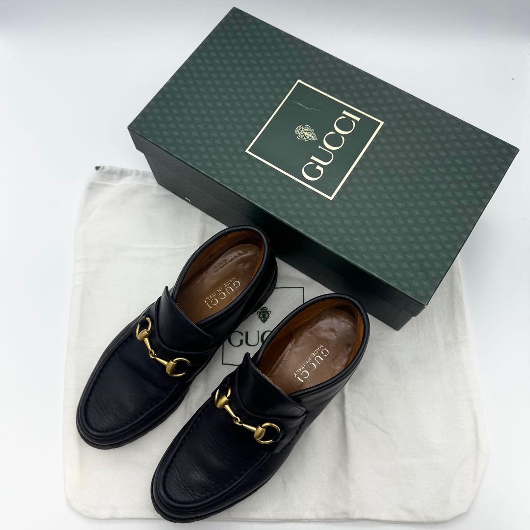 GUCCI グッチ ホースビット チャッカブーツ 黒 レザー 約24.5cm
