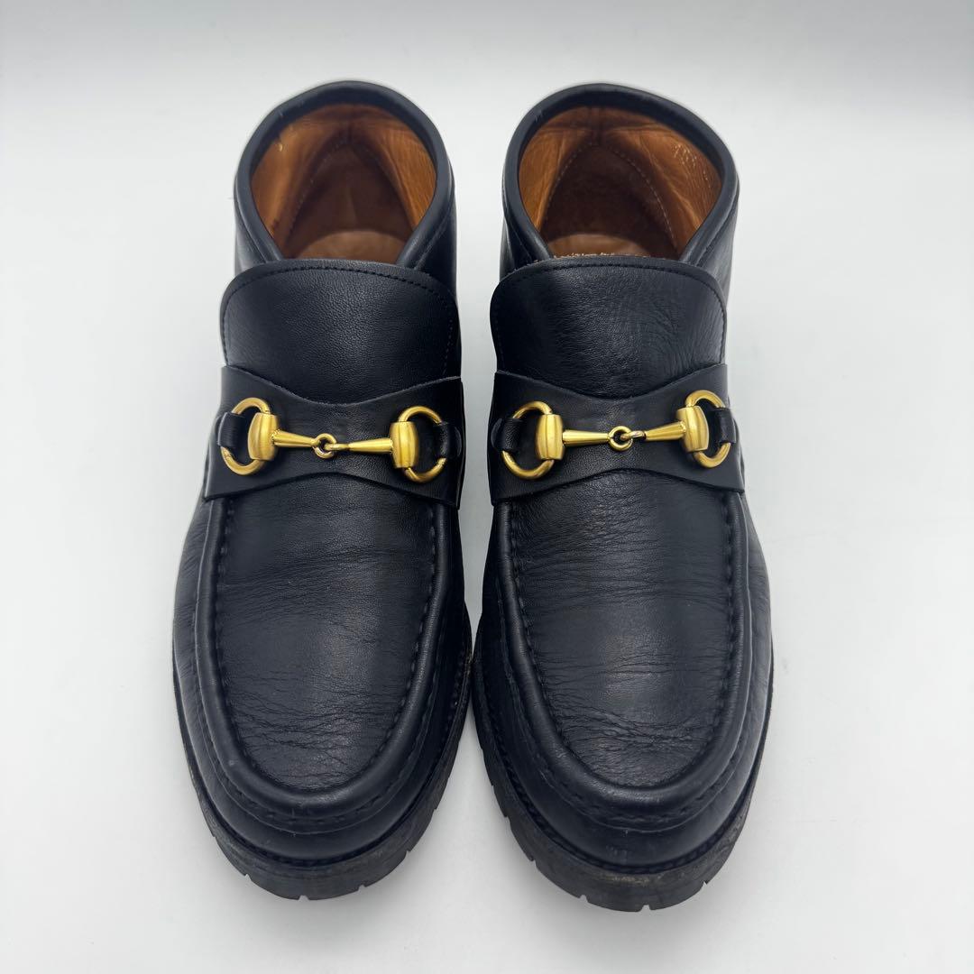 GUCCI グッチ ホースビット チャッカブーツ 黒 レザー 約24.5cm