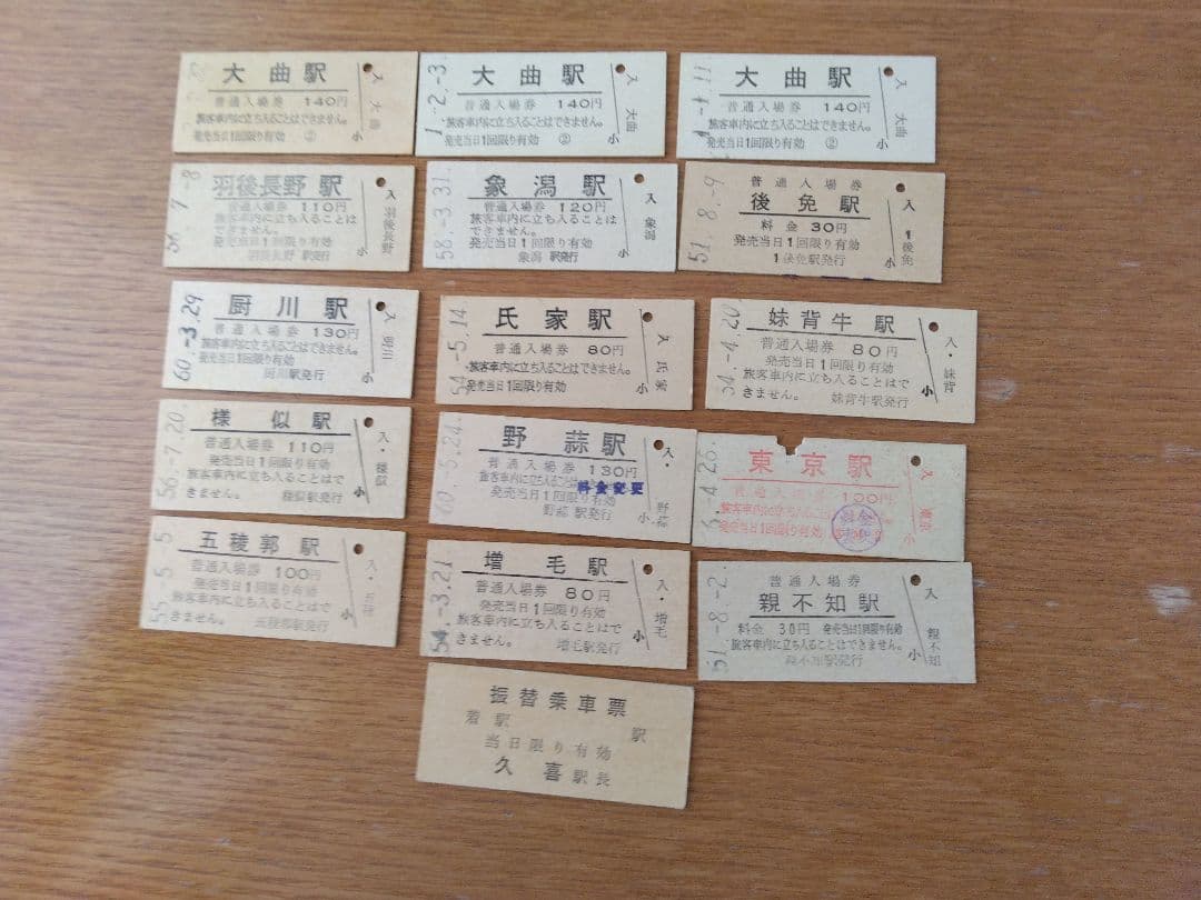 国鉄時代乗車券・難読駅入場券・急行券・特急券セット