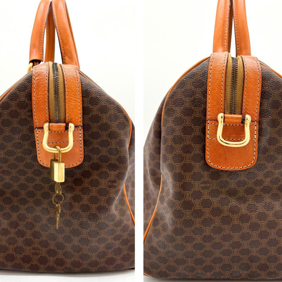 CELINE セリーヌ マカダム柄 ボストンバッグ ショルダー付き 南京錠＆鍵付