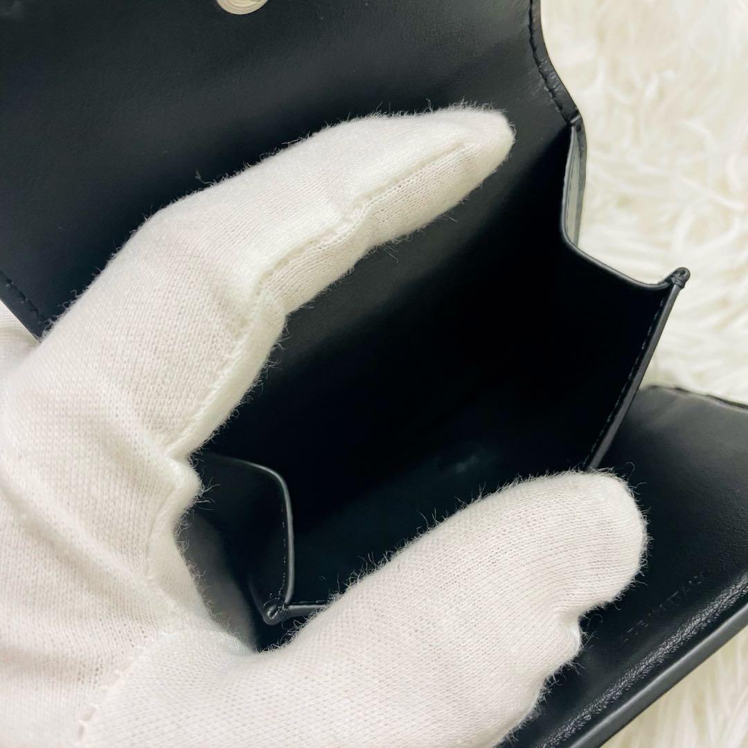 極美✨付属完備✨セリーヌ 三つ折り財布 トリオンフ レザー ブラック シルバー