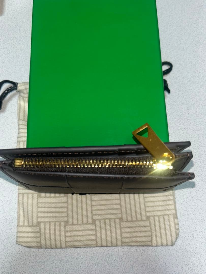 BOTTEGAVENETA 二つ折り財布　イントレチャート　ダークブラウン　箱付