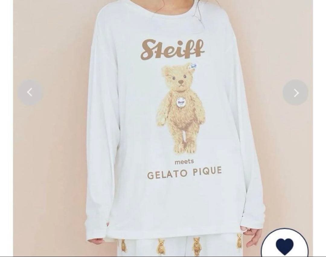 ジェラートピケ Steiff ワンポイントプルオーバー　シュタイフ　くま　ベア
