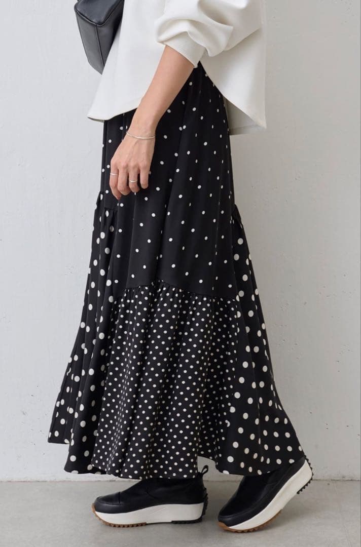 4/4まで！【美品】BEARDSLEYドットパッチワークロングスカート