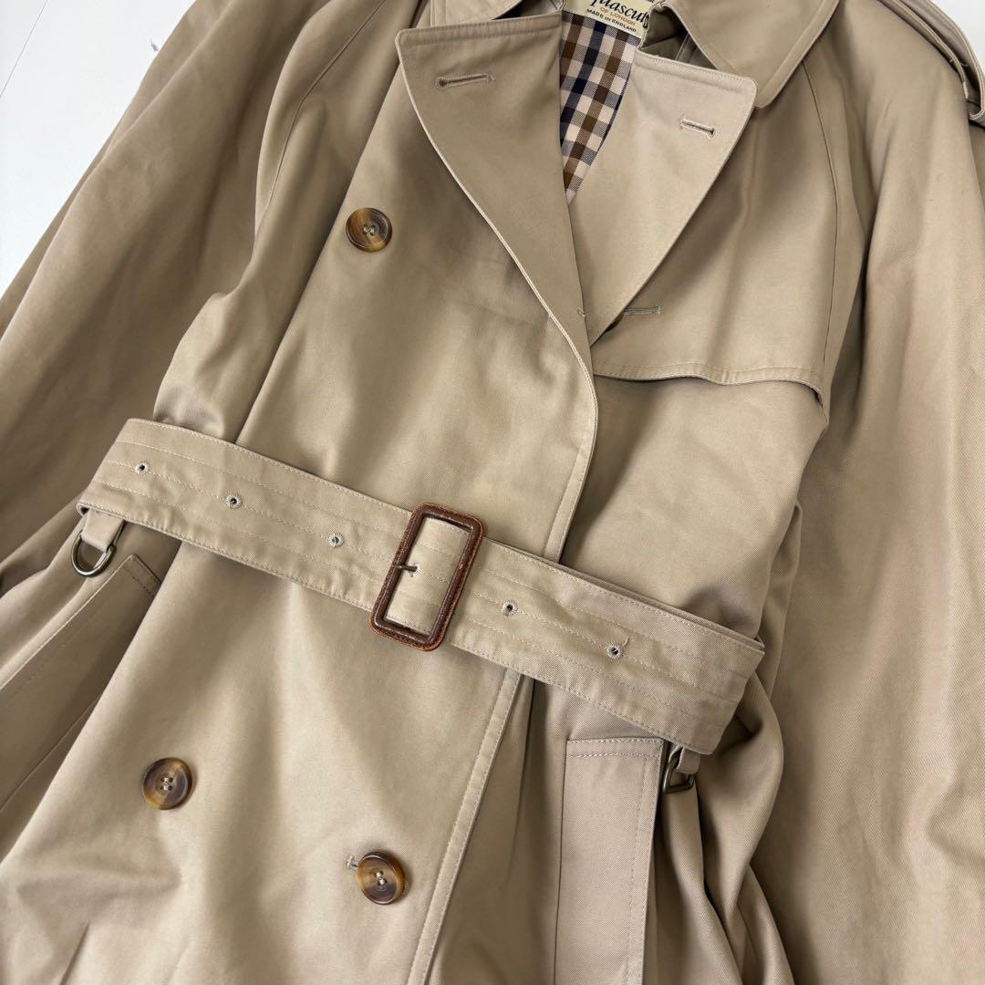 Aquascutum✨トレンチコート　チェック柄　ベルテッド　イングランド製　L