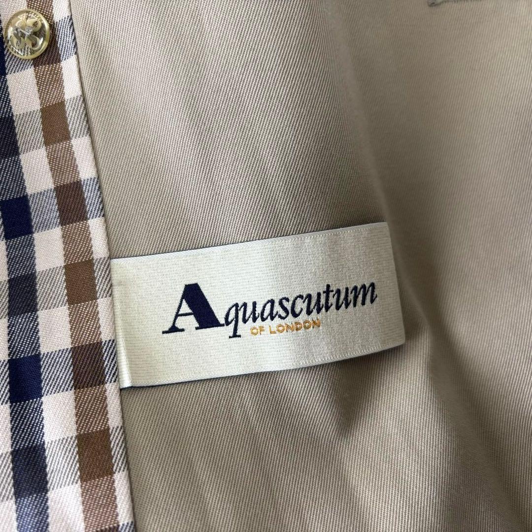 Aquascutum✨トレンチコート　チェック柄　ベルテッド　イングランド製　L