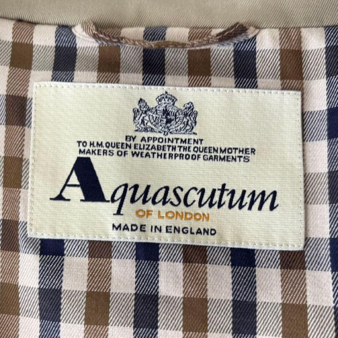 Aquascutum✨トレンチコート　チェック柄　ベルテッド　イングランド製　L
