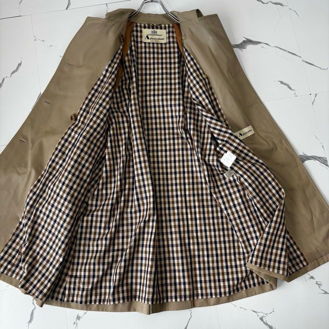 Aquascutum✨トレンチコート　チェック柄　ベルテッド　イングランド製　L