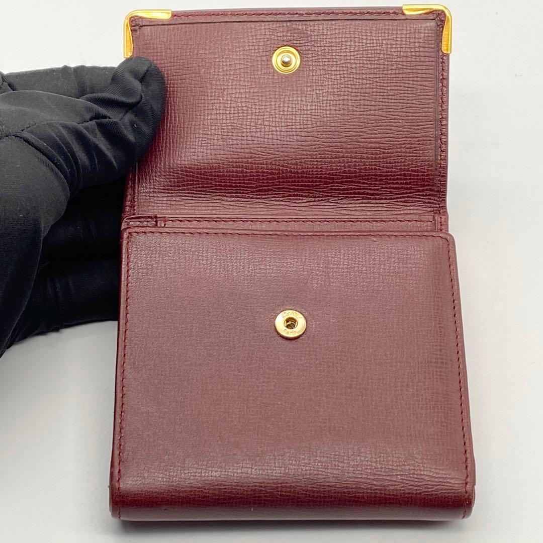 Cartier・カルティエ・三つ折り財布・マストライン・Wホック・ボルドー