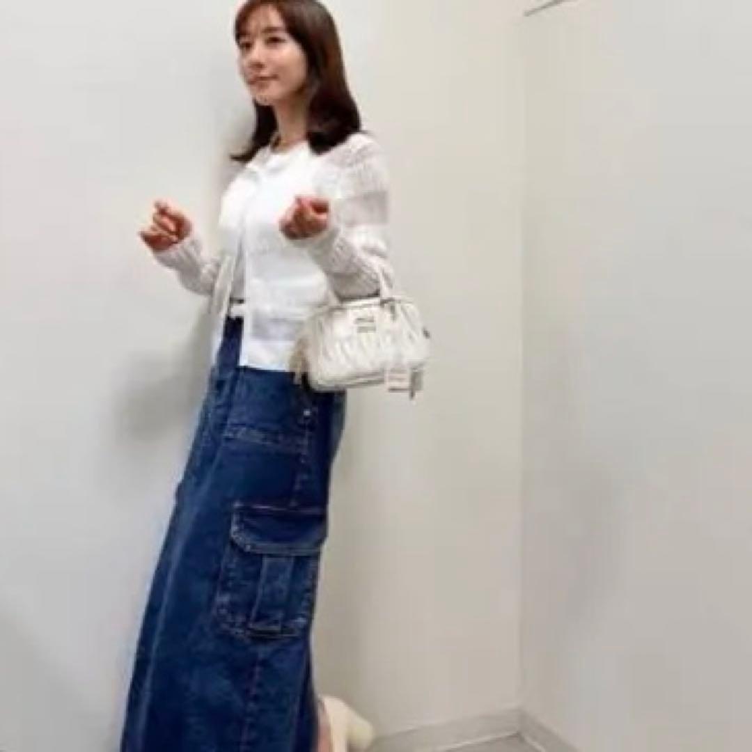 リブ編みクリーム色長袖カーディガン篠田麻里子　田中みな実