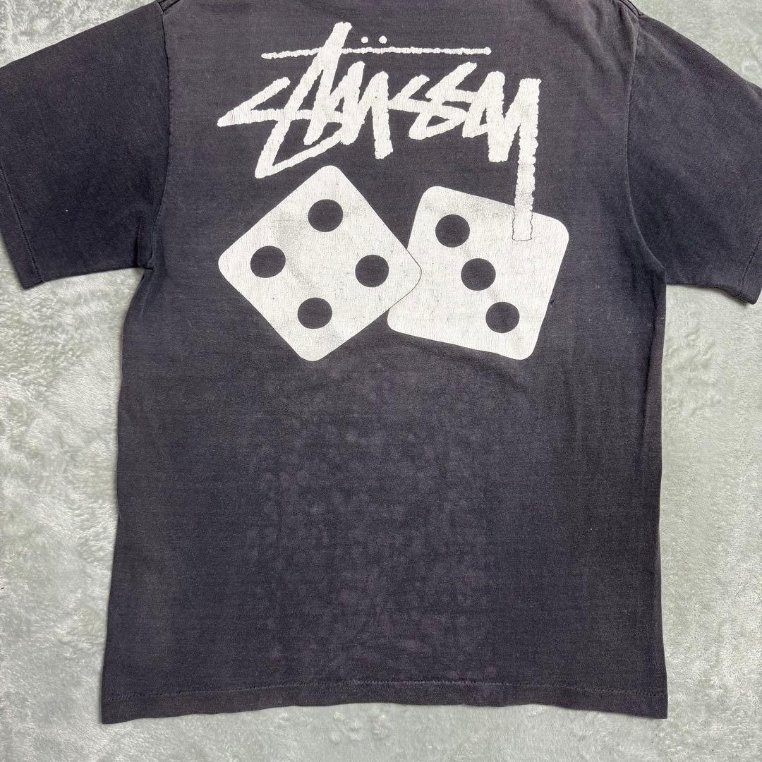 80s OLD stussy Tシャツ DICE ダイス フェードブラック L