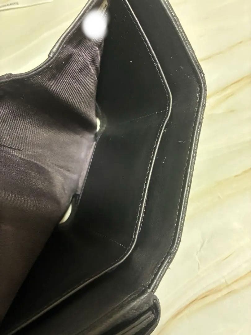 CHANEL ボーイシャネル 三つ折り財布 キャビアスキン ブラック