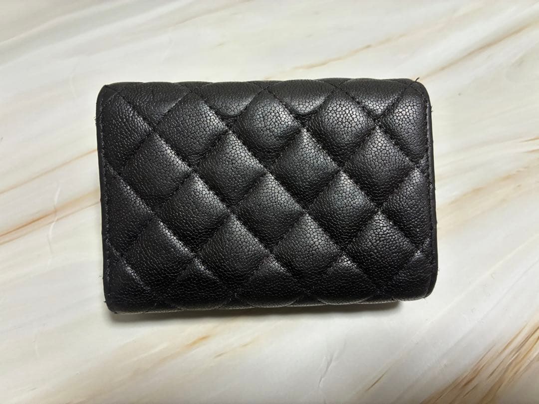 CHANEL ボーイシャネル 三つ折り財布 キャビアスキン ブラック