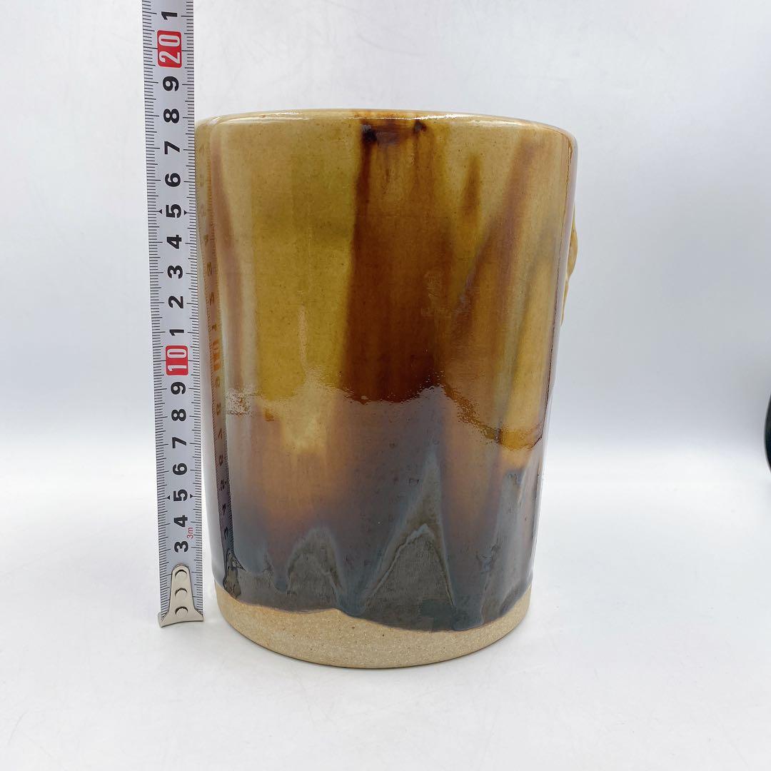膳所焼 水指 耳付ヘラ目 水指 陽炎園造 茶道具 お茶