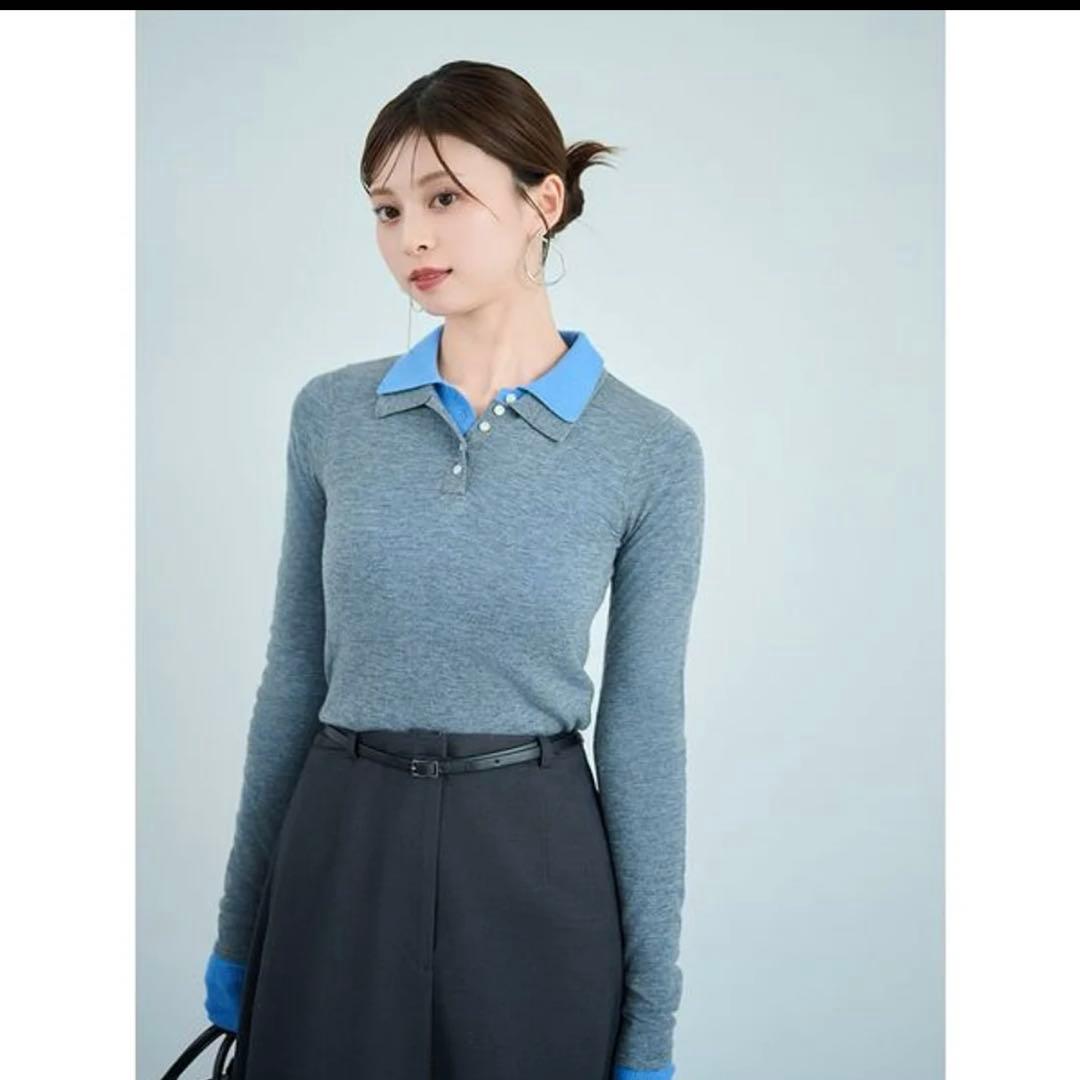 SNIDEL Sustainableレイヤードポロニットプルオーバー
