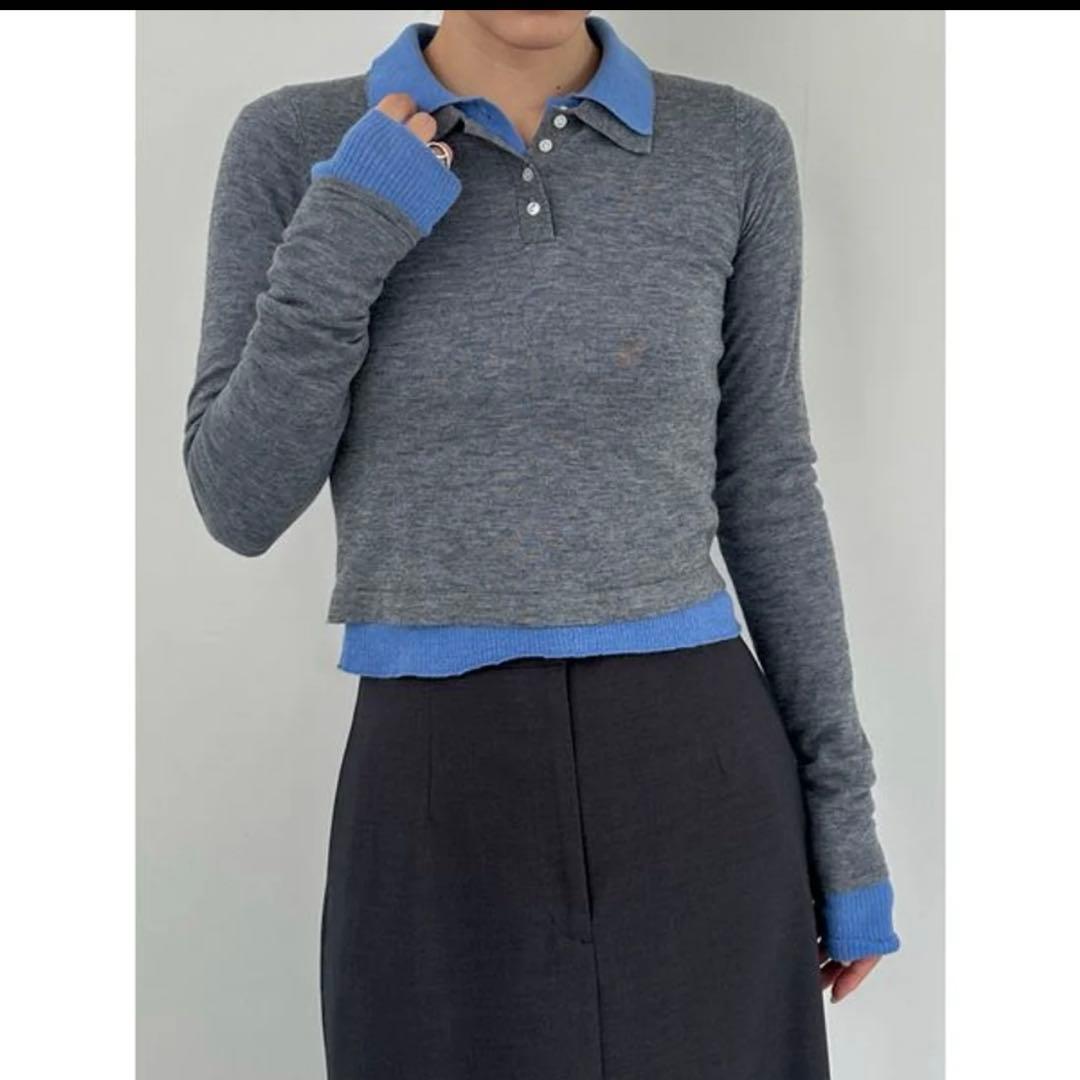 SNIDEL Sustainableレイヤードポロニットプルオーバー
