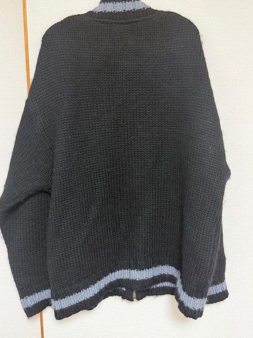 OLD Stussy 紺タグ カウチンニット ジップアップ ブラック L