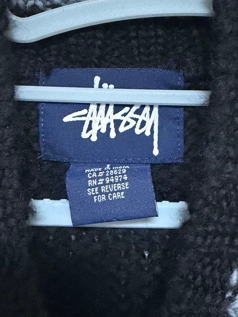 OLD Stussy 紺タグ カウチンニット ジップアップ ブラック L