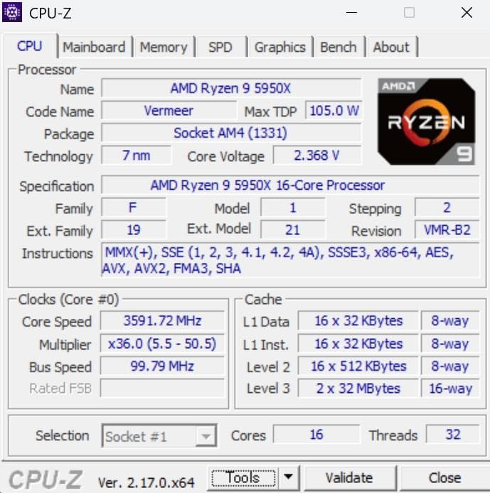 AMD Ryzen 9 5950X 16コア CPU 動作確認済 当日発送