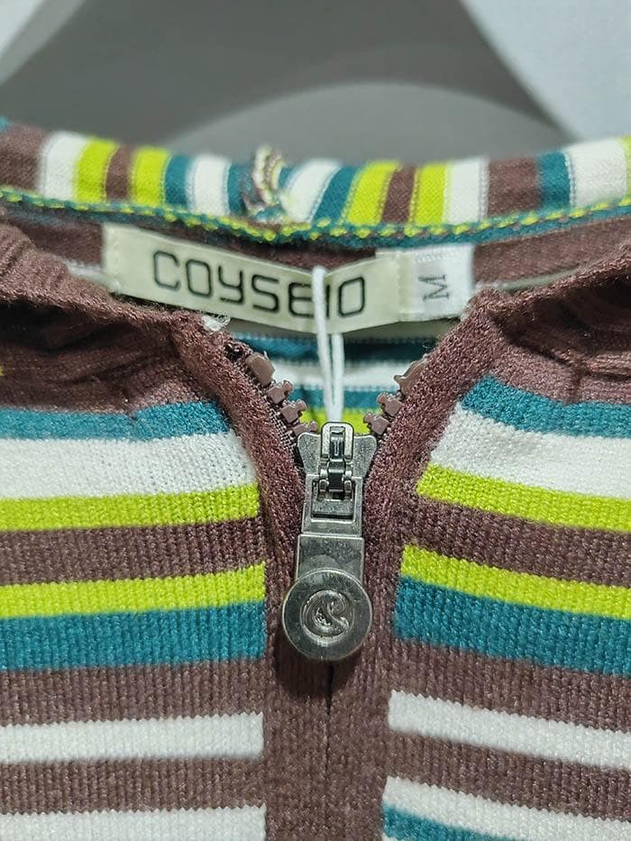 COYSEIO ストライプ フード付き カーディガン