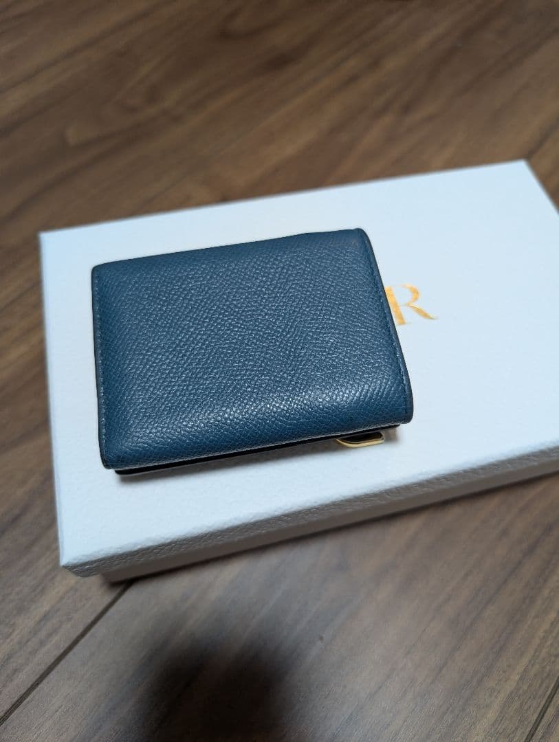 Dior 三つ折り財布 青 レザー
