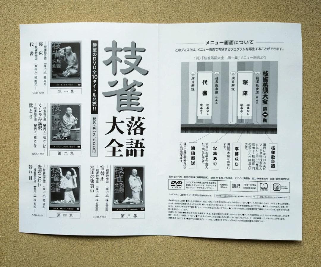 ＤＶＤ「枝雀落語大全」全10集