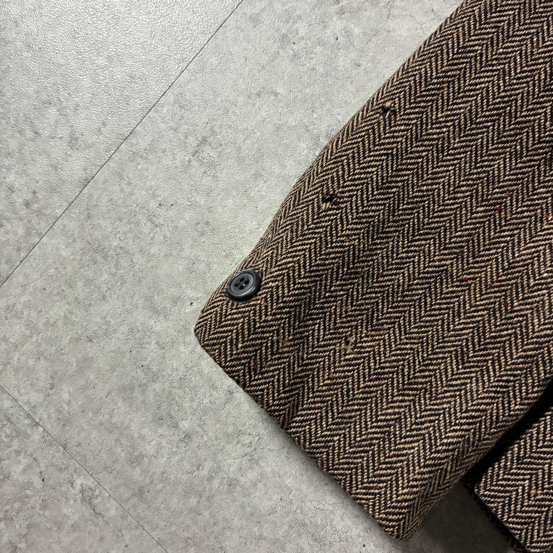 70s PENDLETONペンドルトン ウールヘリンボーンジャケット短丈ブラウン