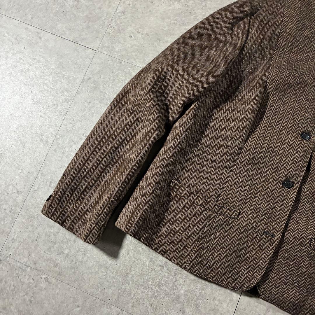 70s PENDLETONペンドルトン ウールヘリンボーンジャケット短丈ブラウン
