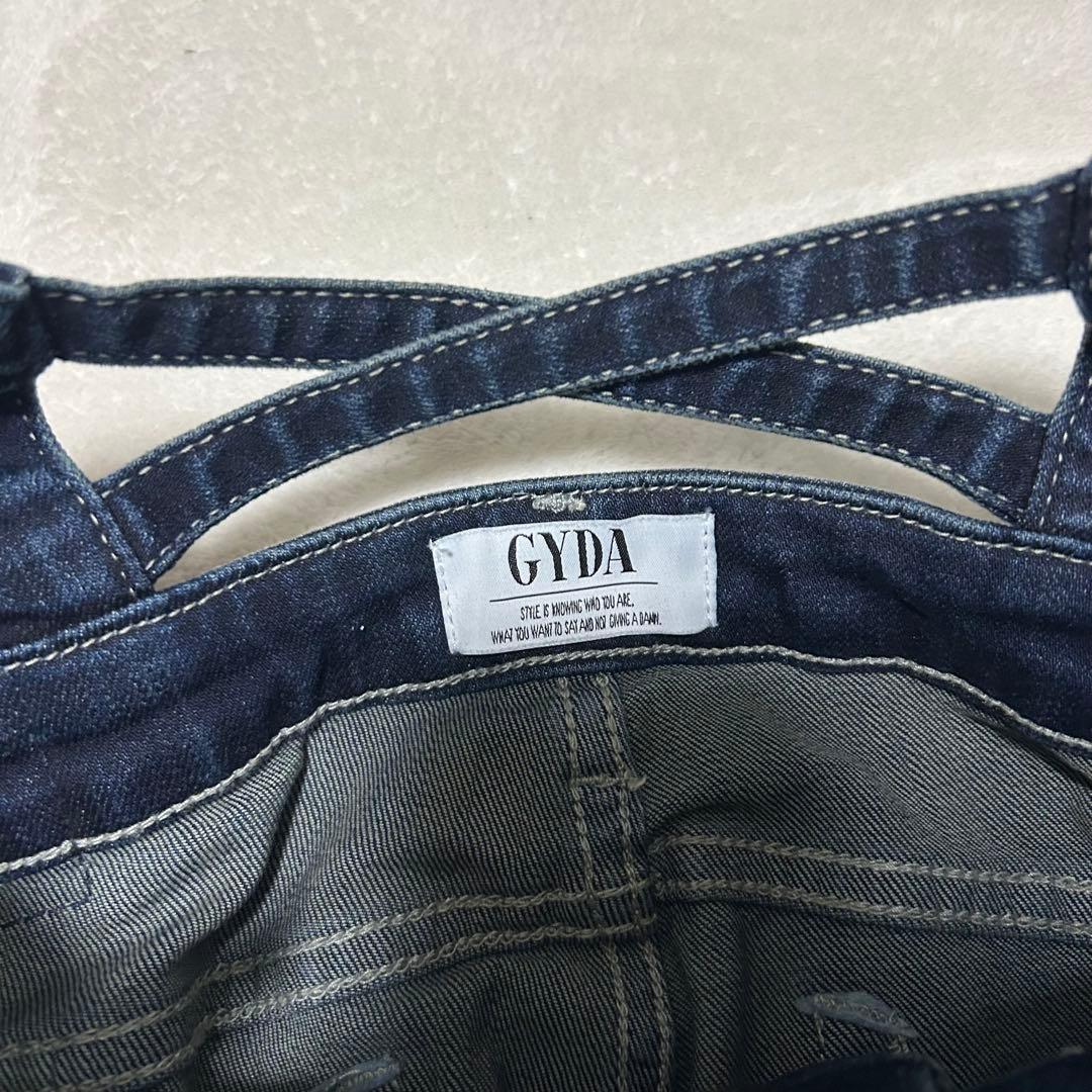 ハイウエスト　クロス　スキニー　デニムパンツ　GYDA インディゴブルー