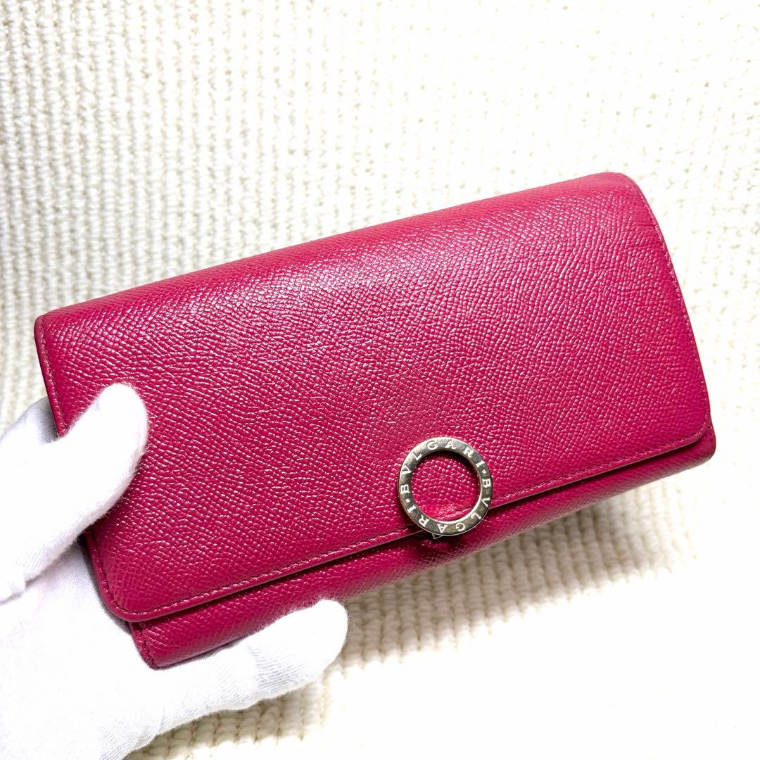 美品✨BVLGARI ブルガリ 長財布 2つ折り ファスナー　ピンク レディース