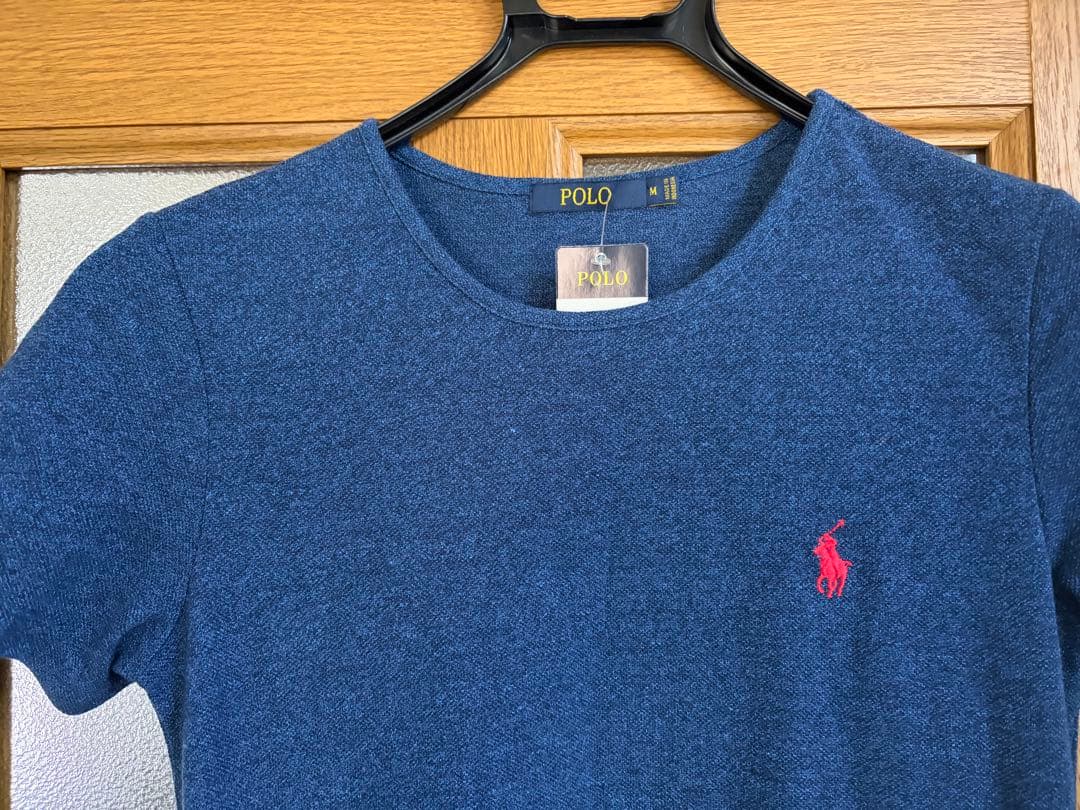 ポロラルフローレン ワンピース M ネイビー ロゴ ドレープ 美シルエット