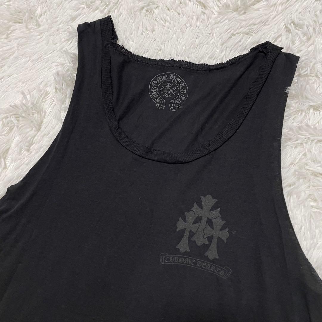 Chrome Hearts トリプルクロス ダメージ加工　タンクトップ S 黒