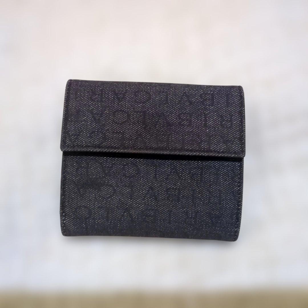 ブルガリ ロゴマニア 二つ折り財布 ブラック デニム