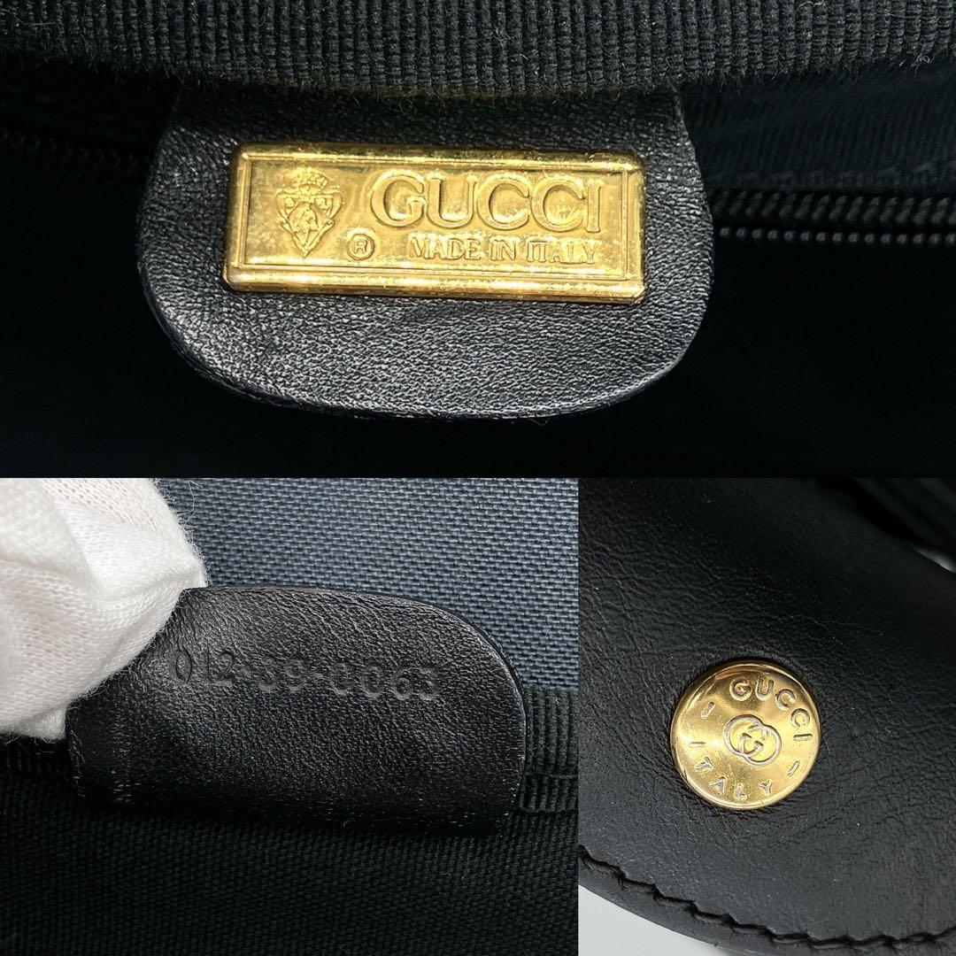 【GUCCI】ボストンバッグ　シェリーライン　マイクロGG柄　PVC ブラック.