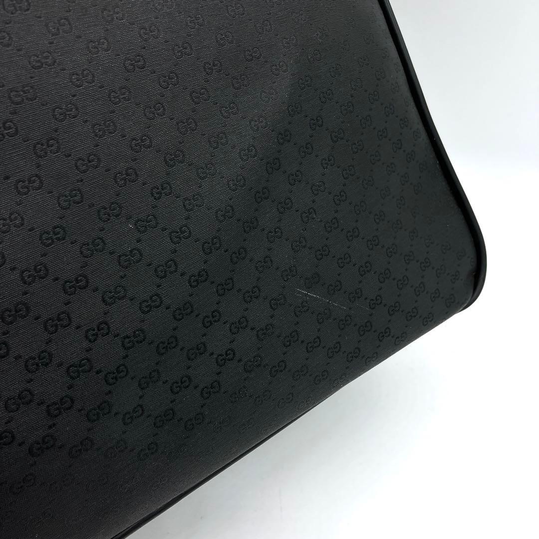 【GUCCI】ボストンバッグ　シェリーライン　マイクロGG柄　PVC ブラック.