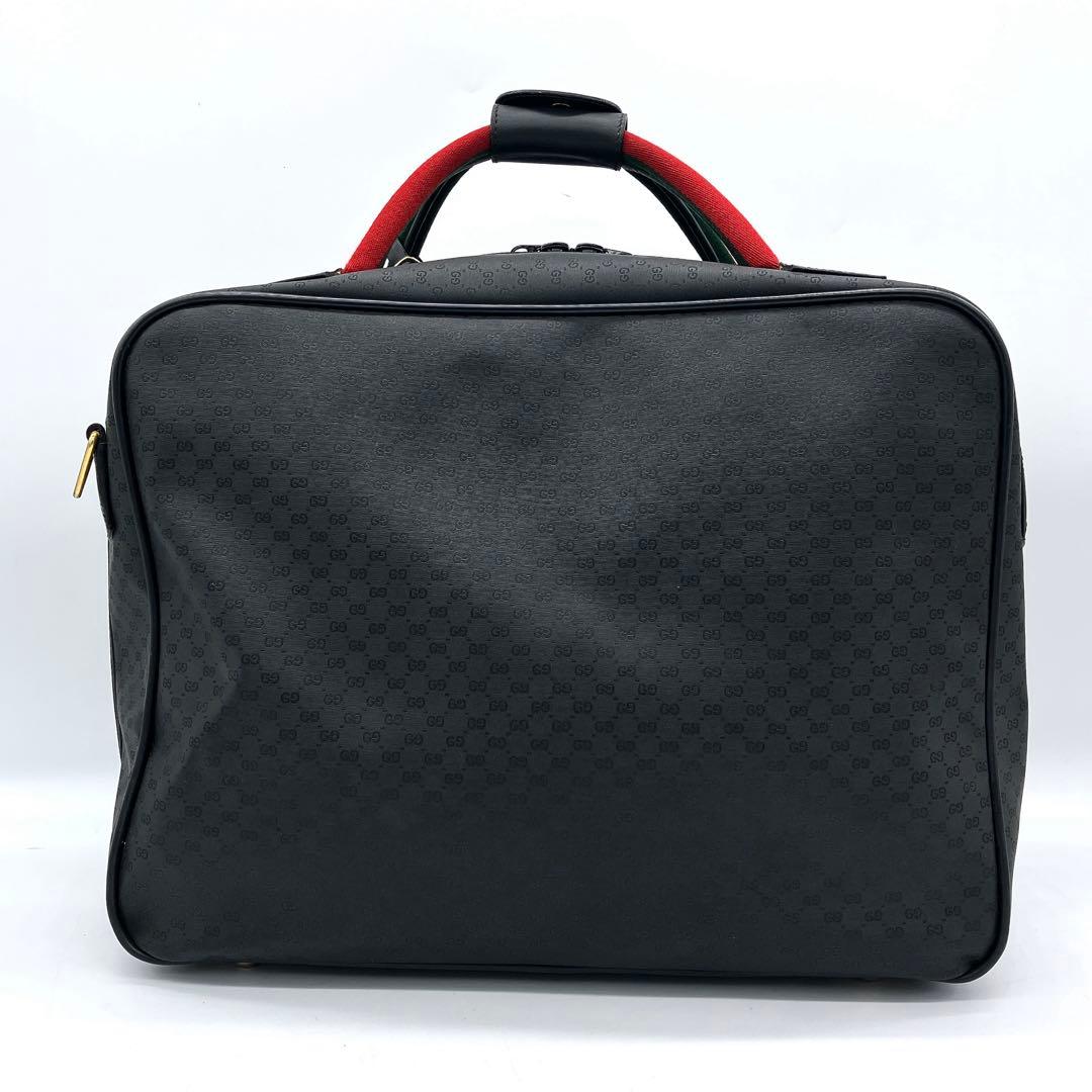 【GUCCI】ボストンバッグ　シェリーライン　マイクロGG柄　PVC ブラック.