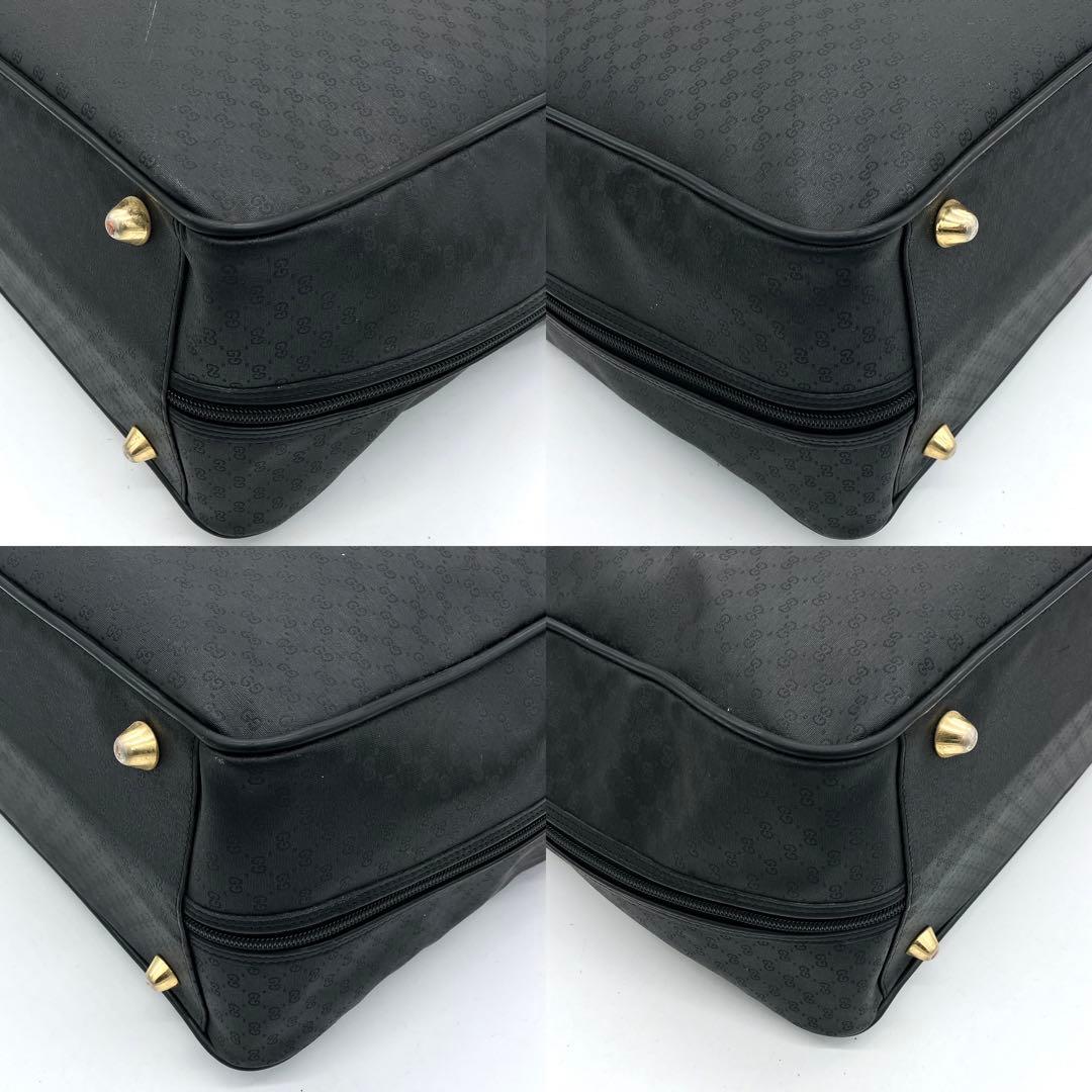 【GUCCI】ボストンバッグ　シェリーライン　マイクロGG柄　PVC ブラック.
