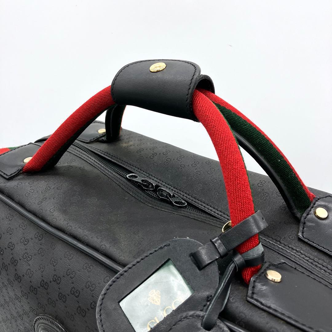 【GUCCI】ボストンバッグ　シェリーライン　マイクロGG柄　PVC ブラック.