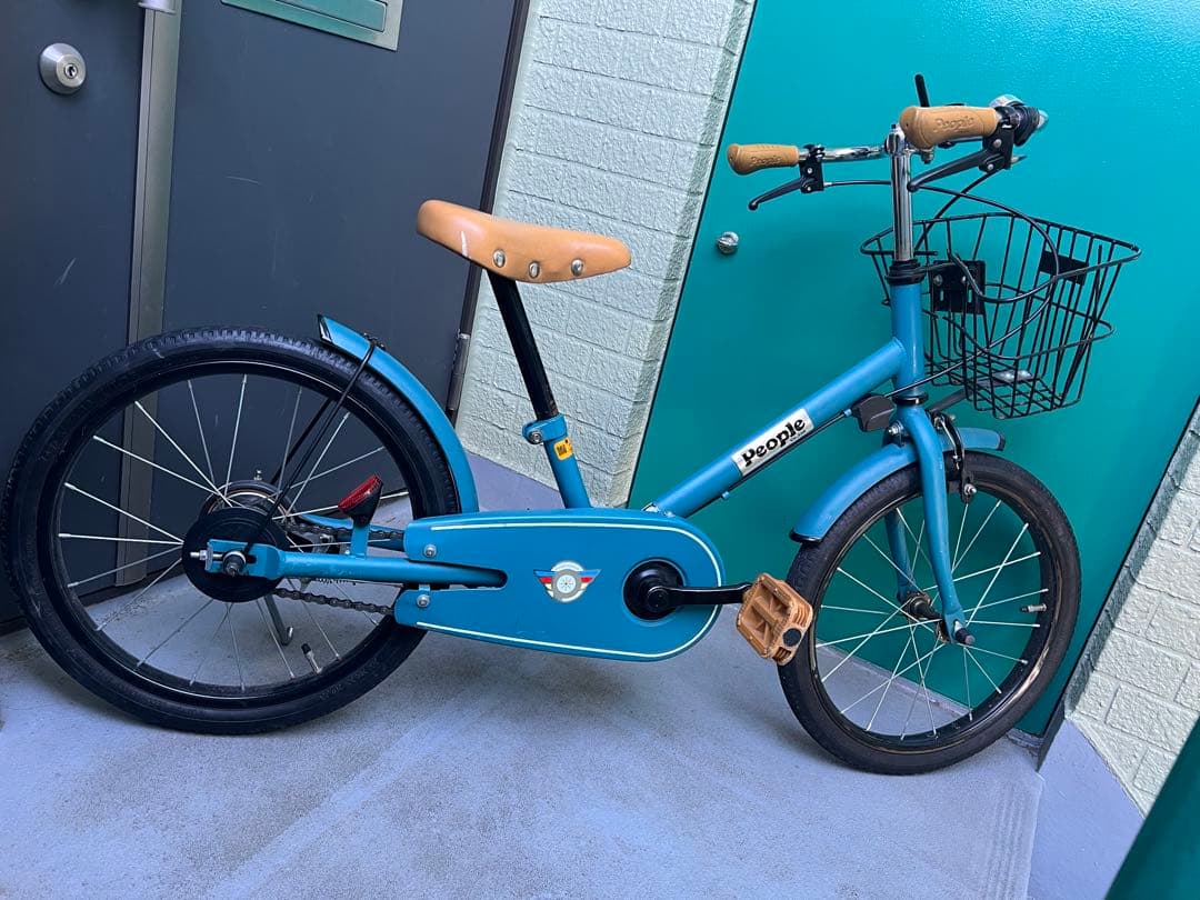 People 子供用自転車 補助輪付き 青　18インチ