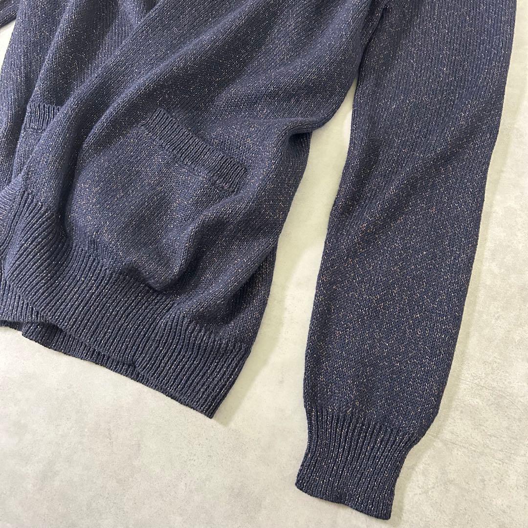 【Drawer】ラメ混Vネックニットカーディガン ネイビー サイズ2 M〜L相当