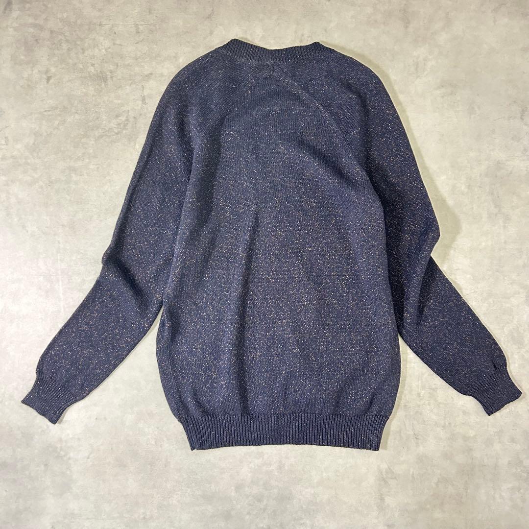 【Drawer】ラメ混Vネックニットカーディガン ネイビー サイズ2 M〜L相当