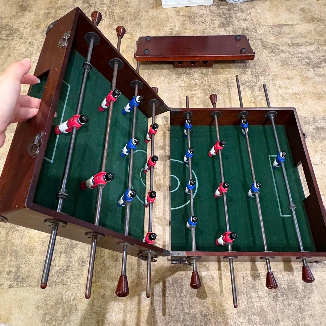 折りたたみ式木製卓上サッカーゲーム ボール3個付き テーブルサッカー　２人用