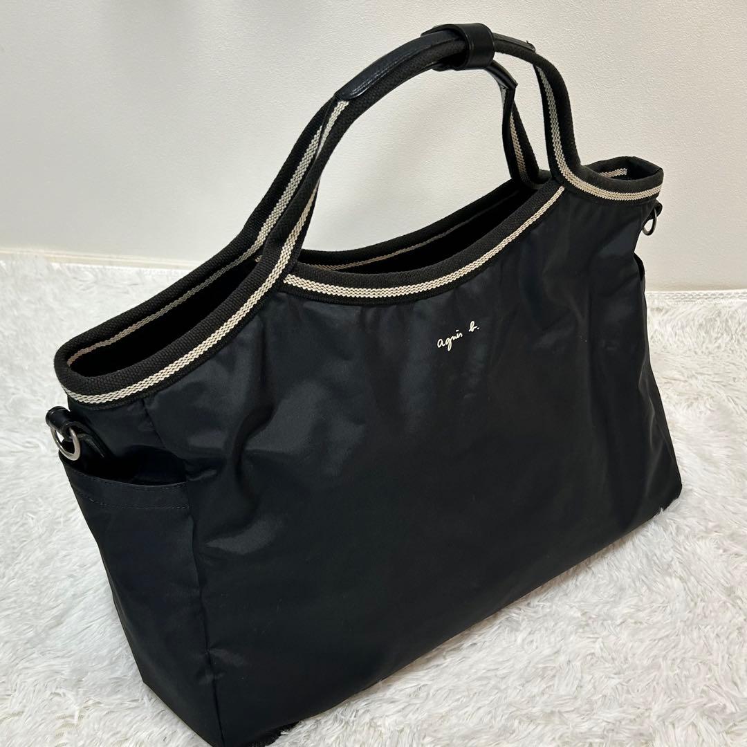 アニエスベーボヤージュ ⭐︎ボストンバッグ 2way ナイロン ブラック ロゴ刺