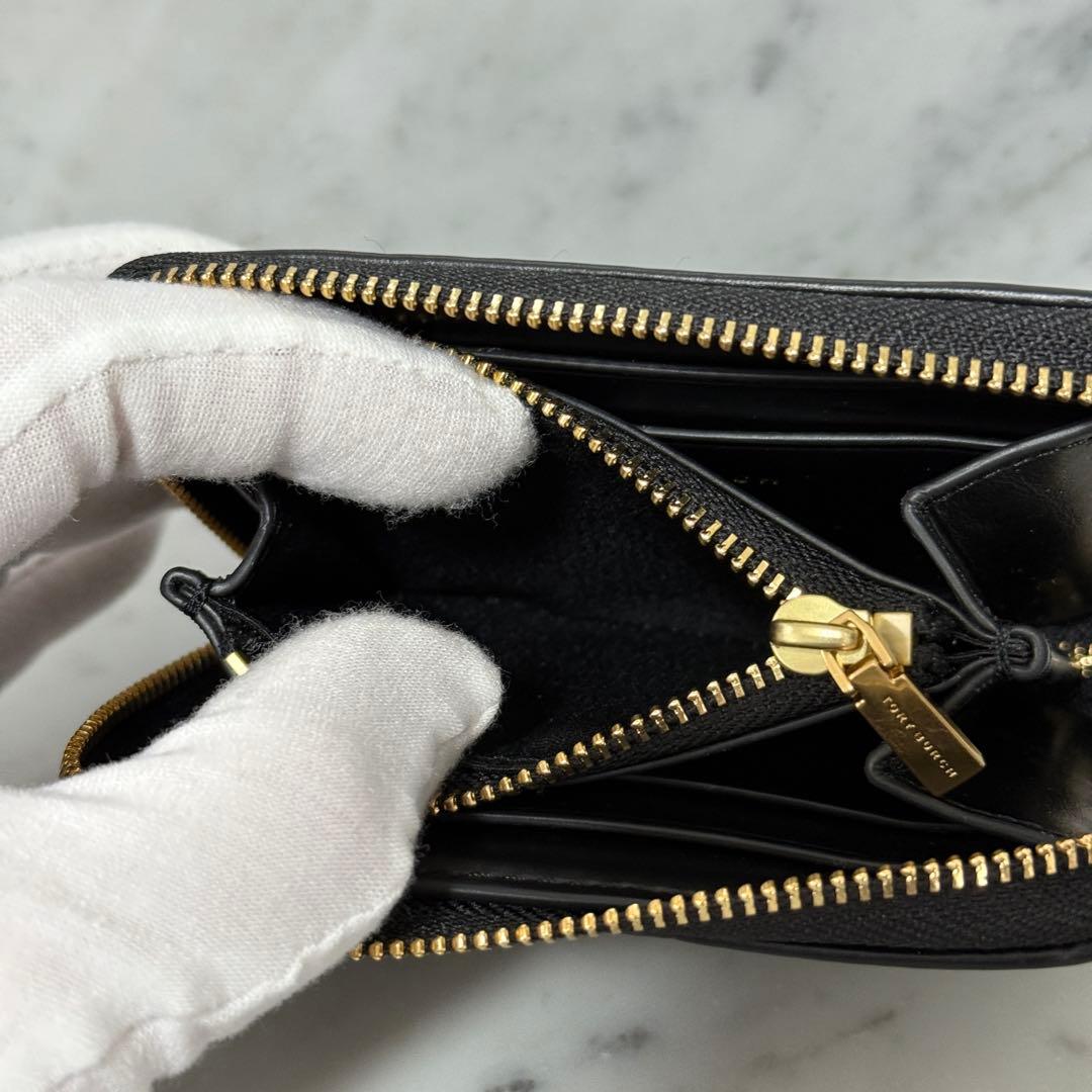 Tory Burch トリーバーチ 二つ折り財布 ジップ キルティング 黒